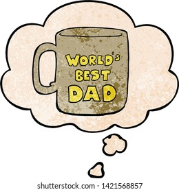 worlds best dad mug with thought bubble in grunge texture style