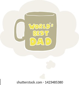 worlds best dad mug with thought bubble in retro style