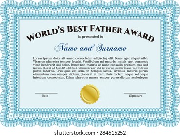 World's Best Father Award. With background. Vector illustration.Good design. 