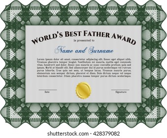 World's Best Father Award. With background. Detailed. Cordial design. 