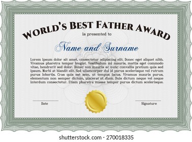 Worlds Best Father Award Certificate Template Stock Vector (Royalty ...