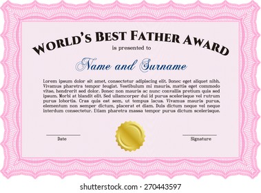 World's best father award certificate template