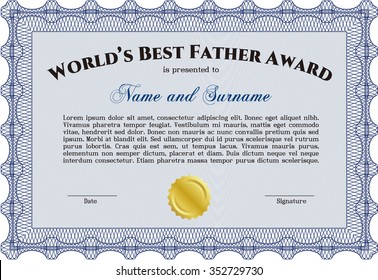 World's Best Father Award. Complex background. Customizable, Easy to edit and change colors.Complex design. 