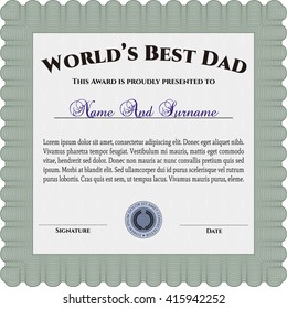 World's Best Father Award. Cordial design. Detailed. With background. 