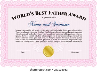 World's Best Father Award. Customizable, Easy to edit and change colors.With complex background. Artistry design. 