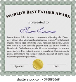 World's Best Father Award. Detailed. Cordial design. With background. 