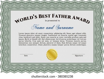 World's Best Father Award. Detailed. Easy to print. Nice design. 