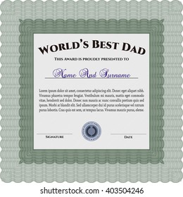 World's Best Father Award. Detailed. Nice design. Easy to print. 