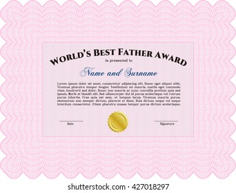 Worlds Best Father Award Detailed Background Stock Vector (Royalty Free ...