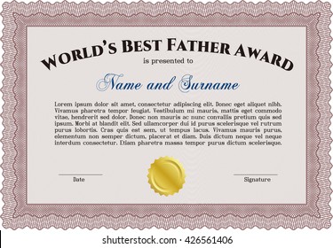 World's Best Father Award. Easy to print. Detailed. Nice design. 