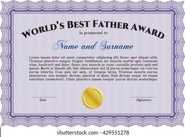 World's Best Father Award. Easy to print. Nice design. Detailed. 