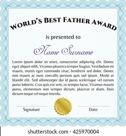 World's Best Father Award. Nice design. Detailed. Easy to print. 