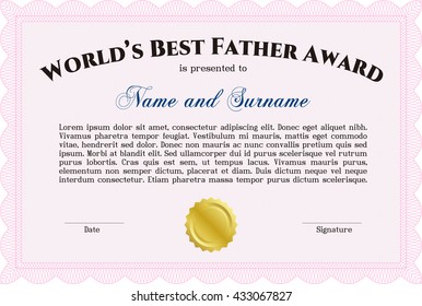 World's Best Father Award. Nice design. Detailed. Easy to print. 