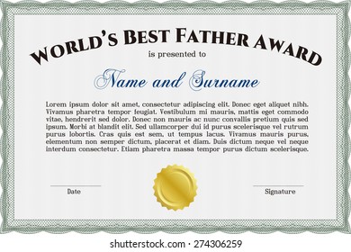 World's best father award template (green color)