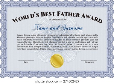 World's best father award template with gold seal