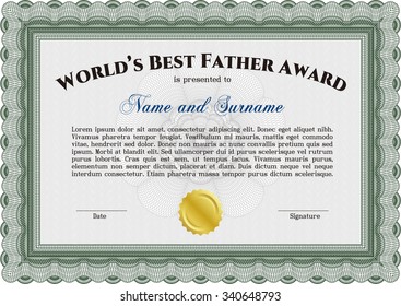 World's Best Father Award Template. With complex linear background. Nice design. Customizable, Easy to edit and change colors.