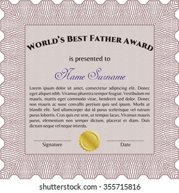 World's Best Father Award Template. Vector illustration.Complex design. With background. 