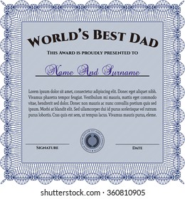 World's Best Father Award Template. Retro design. Customizable, Easy to edit and change colors.With background. 