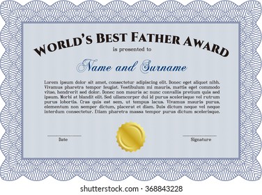World's Best Father Award Template. Vector illustration.With complex linear background. Cordial design. 