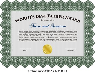 World's Best Father Award Template. Customizable, Easy to edit and change colors. With complex background. Excellent design. 