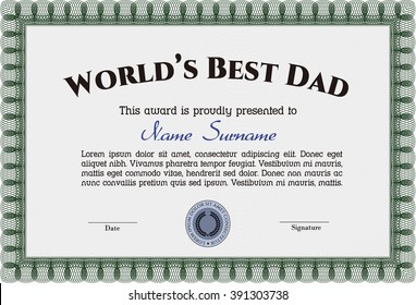 World's Best Father Award Template. Customizable, Easy to edit and change colors. Lovely design. Complex background. 