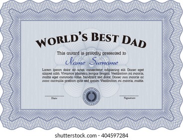 World's Best Father Award Template. Lovely design. Complex background. Customizable, Easy to edit and change colors. 