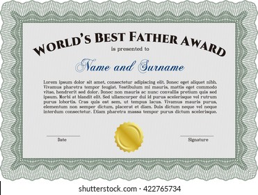 World's Best Father Award Template. Customizable, Easy to edit and change colors. Complex background. Lovely design. 
