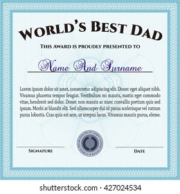 World's Best Father Award Template. Excellent design. Customizable, Easy to edit and change colors. Complex background. 