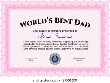 World's Best Father Award Template. Excellent design. Complex background. Customizable, Easy to edit and change colors. 