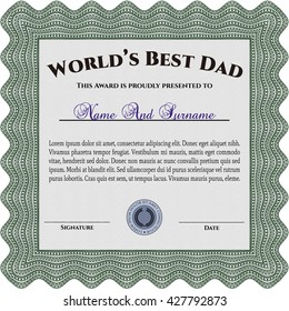 World's Best Father Award Template. Lovely design. Complex background. Customizable, Easy to edit and change colors. 