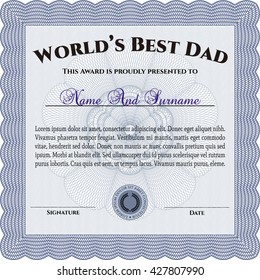 World's Best Father Award Template. Customizable, Easy to edit and change colors. With complex background. Excellent design. 