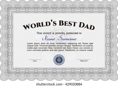 World's Best Father Award Template. Customizable, Easy to edit and change colors. Lovely design. Complex background. 