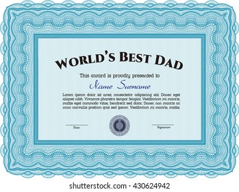World's Best Father Award Template. Customizable, Easy to edit and change colors. With complex background. Excellent design. 