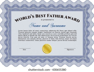 World's Best Father Award Template. Customizable, Easy to edit and change colors. Complex background. Excellent design. 
