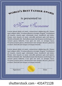 World's Best Father Award Template. Complex background. Customizable, Easy to edit and change colors. Excellent design. 