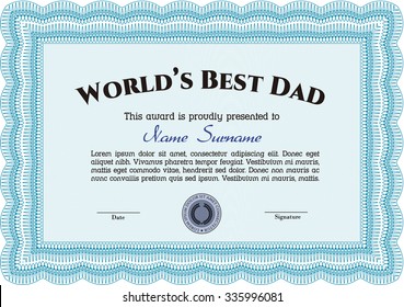 World's Best Father Award. Vector illustration.Retro design. With linear background. 