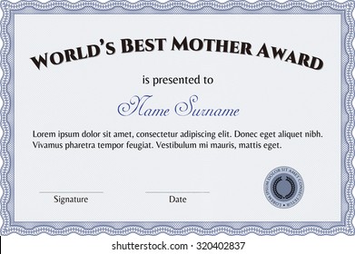 World's Best Mom Award. With complex linear background. Customizable, Easy to edit and change colors.Elegant design. 