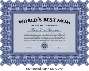World's Best Mom Award. With complex linear background. Customizable, Easy to edit and change colors.Elegant design. 