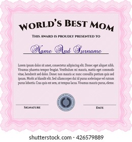 Worlds Best Mother Award Template Beauty Stock Vector (Royalty Free ...