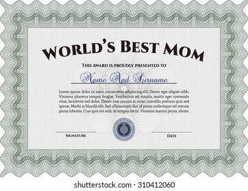 World's Best Mom Award. Easy to print. Detailed. Superior design. 