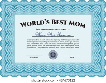 World's Best Mom Award. Nice design. Detailed. Printer friendly. 