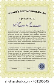 Premio a la mejor mamá del mundo. Fácil de imprimir. Diseño complejo. Detallado. 