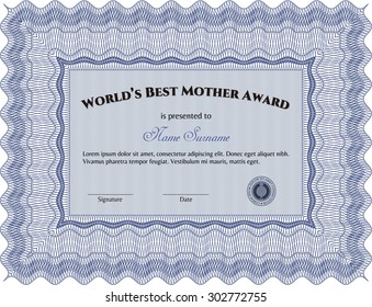 World's Best Mom Award Template. Easy to print. Customizable, Easy to edit and change colors.Excellent design. 