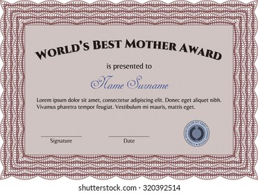 World's Best Mom Award Template. Retro design. With background. Customizable, Easy to edit and change colors.