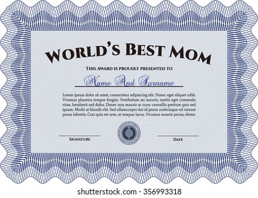 World's Best Mom Award Template. With complex background. Customizable, Easy to edit and change colors.Artistry design. 