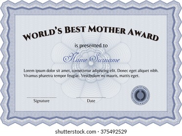 World's Best Mom Award Template. Customizable, Easy to edit and change colors. Good design. With background. 
