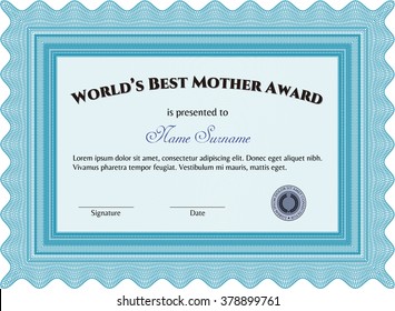 World's Best Mom Award Template. Good design. With complex background. Customizable, Easy to edit and change colors. 