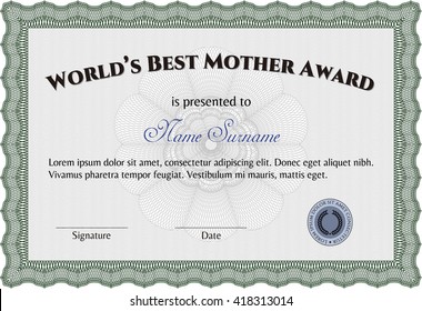 World's Best Mom Award Template. Customizable, Easy to edit and change colors. With complex background. Good design. 