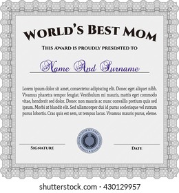 World's Best Mom Award Template. With complex background. Customizable, Easy to edit and change colors. Excellent design. 