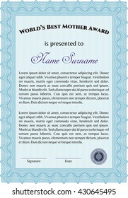 World's Best Mom Award Template. Customizable, Easy to edit and change colors. Good design. With complex background. 